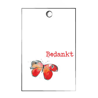 Cadeaulabel bedankt vlinder