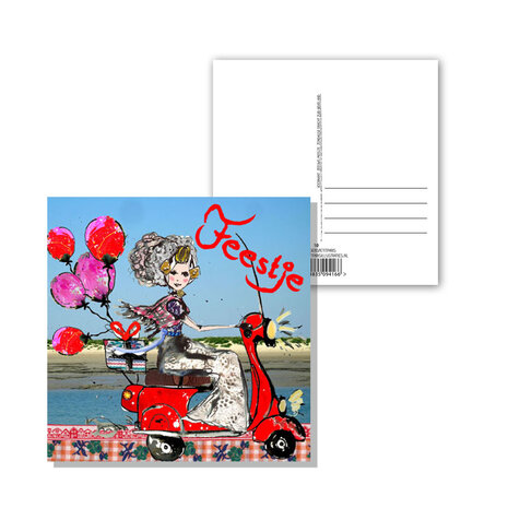 10 077 Zeeuwse ansichtkaart Zeeuws meisje op scooter