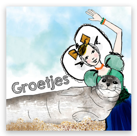 10 133 Ansichtkaart groetjes met zeehond