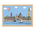 A3 Poster Skyline Middelburg in Lijst – Handgetekende Wanddecoratie Zeeland