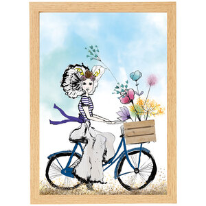 A4 Poster in lijst Zeeuws meisje op fiets